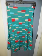 Lularoe Azure A-Line Skirt Green W/Multi-colored Rectangles Size S Women&#39;s NWOT - £21.30 GBP