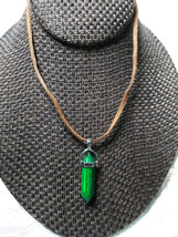 Necklace with Malachite Point Pendulum Natural Stone Reiki Gift Ideal Valentines - £5.99 GBP