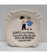 Vintage Ceramic Ashtray Boys Run Fast Stick Shift &amp; Ball Bearings Funny ... - £19.45 GBP