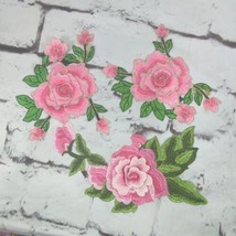 Vintage Embroidery Rose Patches Applique Lot of 3  - $11.88