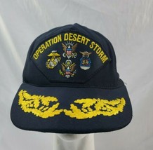 Vintage Operation Desert Storm Patch SnapBack Hat Cap Navy Blue Embroidery USA - £22.42 GBP