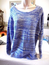 Women&#39;s St. John&#39;s Bay Bold Blue Ivory Knit Sweater MEDIUM NEW W TAGS - £17.50 GBP