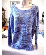 Women&#39;s St. John&#39;s Bay Bold Blue Ivory Knit Sweater MEDIUM NEW W TAGS - $33.17 CAD