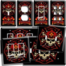 FIREFIGHTER FIRE DEPT SKULL BONES LIGHT SWITCH OUTLET WALL PLATE ROOM HO... - $10.79+