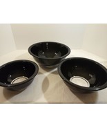 Set of 3 Vintage Black Pyrex Nesting Bowls with Clear Bottoms - £27.06 GBP