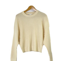 elodie Women&#39;s size XL Cropped Crewneck Sweater Ribbed Knit Ivory Off White - £28.76 GBP