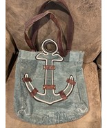 Mona B Canvas / Leather Boat Anchor Tote Bag Beach Bag Very Nice - $34.64