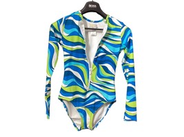 Michael Kors Multicolor Zip Up Long Sleeve Swimwear Bodysuit Womens Size 8 - £77.07 GBP