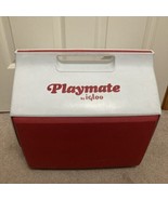Vintage 80&#39;s 1982 Playmate by Igloo Cooler Red White Side Push Button Op... - $29.45