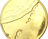 Footprints In The Sand Gold Plated Medallion Chip Pocket Token RecoveryC... - $10.99