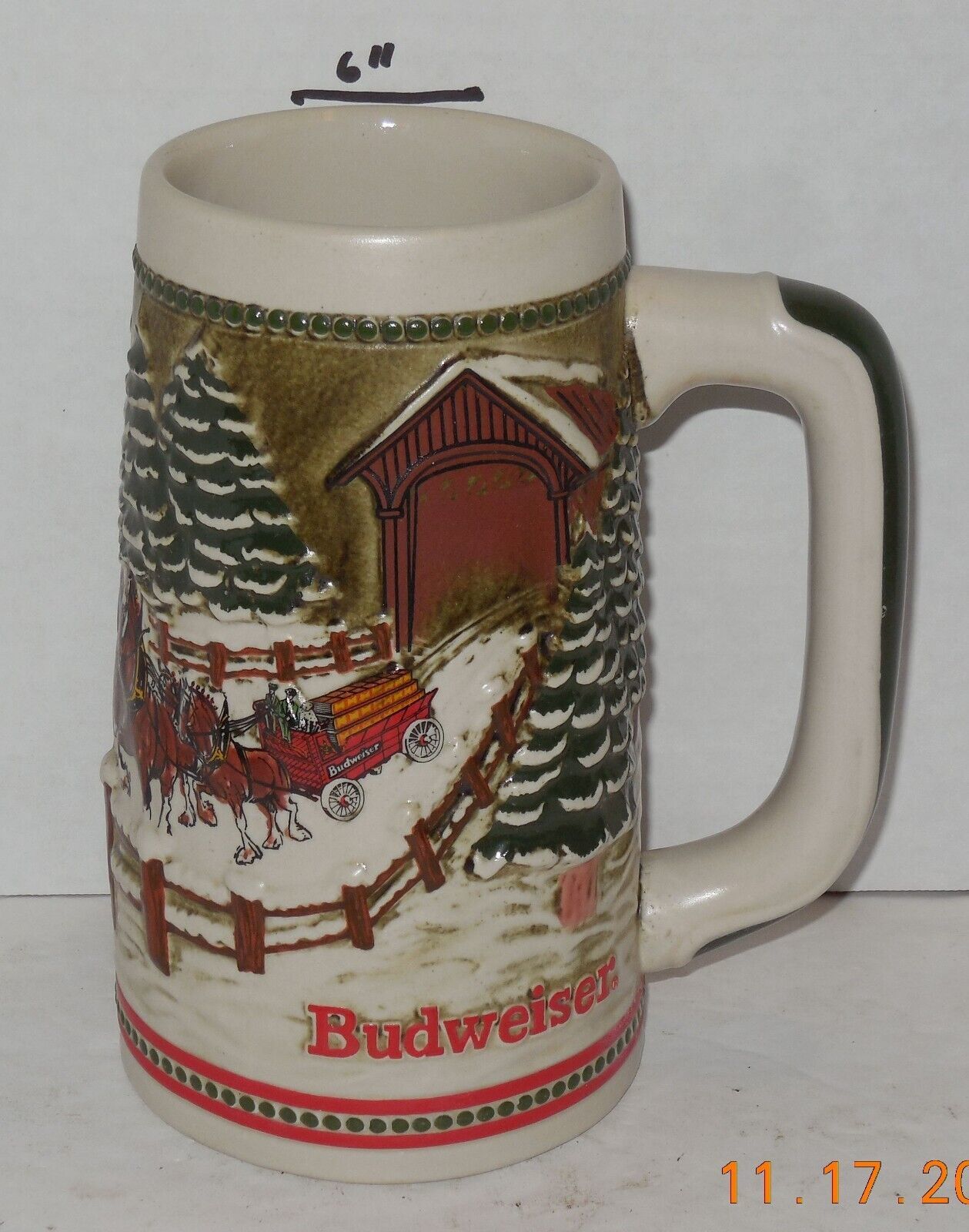 Primary image for 1984 Budweiser Exclusive Collector Series Holiday Beer Stein Mug Clydesdales
