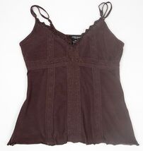 GUESS JEANS GIRLS SIZE MEDIUM CHOCOLATE BROWN LACE CAMISOLE TANK TOP SHIRT  - $7.91