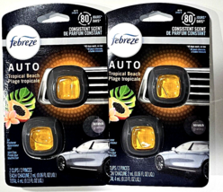 2 Pack of 2 Febreze Auto Tropical Beach Air Freshener 80 Hours Scent - £23.97 GBP