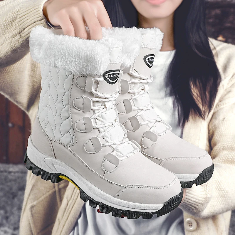 Moipheng Women Clic Snow Boots Winter Warm Shoes Handmade Platform Shoes Womens  - $130.26