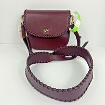Michael Kor Crossbody Bag Oxblood Leather Whipstitching  Flap Small B3C - £62.98 GBP