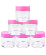 (6 Pcs) 30G/30Ml Round Clear Plastic Refillable Jars With Pink Lids - £10.23 GBP