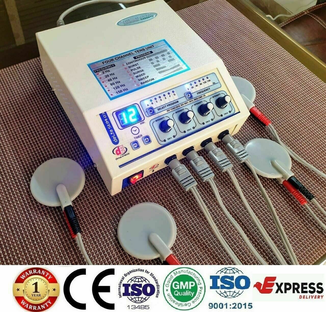Prof. 04 Channel Electrotherapy Carbon Pads resuable 08 Nos. Physiothera... - $136.00