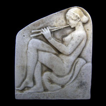 Ancient Greek Nude Girl with flutes sculpture plaque replica - £15.56 GBP