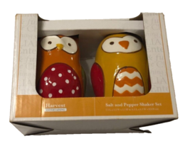 Set Owl Salt Pepper Shakers Kitchen Dinette Sandra Lee Boho Vintage 90s New - $15.16