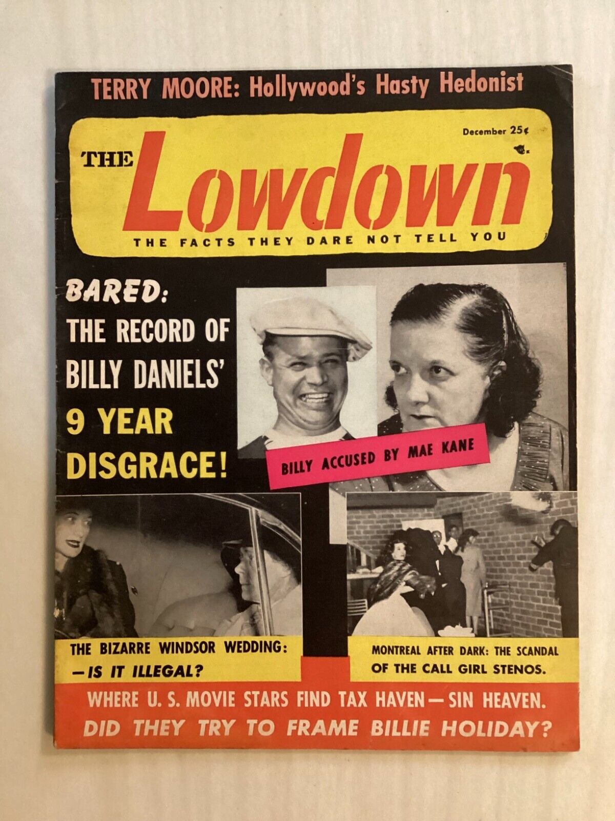 Primary image for THE LOWDOWN - December 1955 - TERRY MOORE, BILLIE HOLIDAY, SAMMY DAVIS JR & MORE