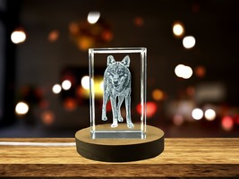 LED Base included | Majestic Italian Wolf 3D Engraved Crystal - A Stunning - $25.99 - $259.99
