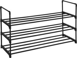 Songmics Shoe Rack, 3-Tier Shoe Storage Organizer, Metal Shoe, Black Uls... - $31.99