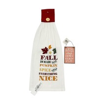 Fall Themed Towel Sign Set Dish Towel 20 x 8 in Beige Metal Sign 5 x 2.5... - £7.78 GBP