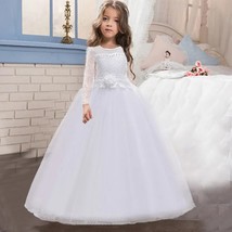 Summer Girls White Pink Long Bridesmaid Dress Baby Kids Gown Clothes Children  P - £54.28 GBP