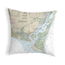 Betsy Drake Cape Fear, NC Nautical Map Noncorded Indoor Outdoor Pillow 18x18 - £42.63 GBP