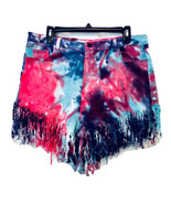 Daisy Womens Size 1X Tie Dye Red White &amp; Blue Shredded Hem 5 Pocket Jean... - €19,13 EUR
