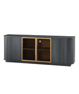 Modern Wavy 64&quot; Black TV Stand Cabinet with LED Lights - $6,420.25 MXN