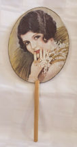 Vintage Hand Fan Victorian Theme With Wooden Handle Retro Home Decor Woman Theme - £23.97 GBP