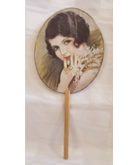 VINTAGE HAND FAN VICTORIAN THEME WITH WOODEN HANDLE RETRO HOME DECOR WOM... - £23.69 GBP