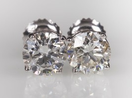 Atemberaubend 2.10 Karat Rund Diamant Ohrstecker Ohrringe 14k Weiss Gold H-SI2 - £8,744.59 GBP