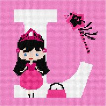 Pepita Needlepoint kit: Letter L Princess Pink, 7&quot; x 7&quot; - $50.00+