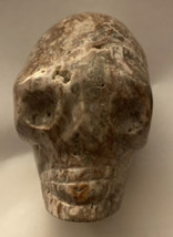 Carved Skull Jasper Stone Crystal  Pink &amp; Gray 3” H x 2” W - £5.97 GBP