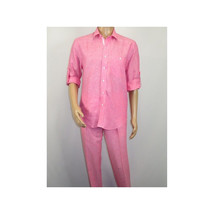Men INSERCH premium Soft Linen Breathable 2pc Walking Leisure suit LS29116 Pink image 5