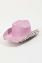 Fame Pave Rhinestone Pearl Trim Cowboy Hat - £25.10 GBP