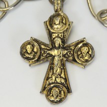 Vintage Cross Medal Pendant Jesus &amp; 4 Saints Religious Medal w/15&quot;Chain ... - €16,28 EUR