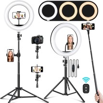 Phone Holder, 10.2&quot; Selfie Ring Light With 65&quot; Adjustable Tripod Stand, ... - $55.99