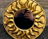 MCM Golden Sunburst 12&quot; Hand Finished Heavy Framed Wall Mirror ~ Vintage! - £68.27 GBP