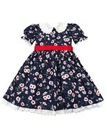 Vintage Sarah Louise Girls Navy Blue Daisy Dress Eyelet Detail 5 - €53,19 EUR