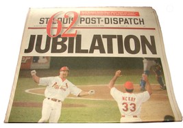 1998 Sept 9 St Louis Post Dispatch Newspaper McGwire Hits Homerun 62 R M... - $14.99