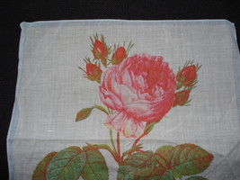 Vintage Cotton Cabbage Rose Delicate Handkerchief 11&quot; by 11&quot; Square Exce... - $10.00