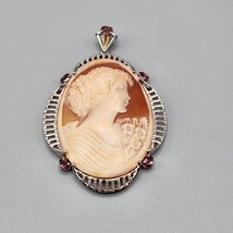 Weinman Brothers Cameo Pendant Sterling Silver Filigree WB 14K 925 Vtg Red Stone - £91.35 GBP