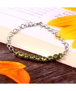 925 Silver Round Brilliant Cut Green Zircon Diamond Tennis Bracelet For ... - $69.99