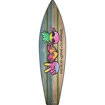 Peace Love Summer Palms Novelty Mini Metal Surfboard Sign - £13.33 GBP