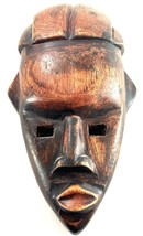 African Mask Vintage Hand Carved Wooden Mask Made In Ghana Hanging Colle... - $39.95