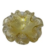 Vintage Murano Art Glass Aqua Blue Candy Dish Silver Gold Aventurine Fle... - $62.86 CAD