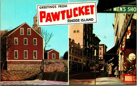 Doppio Vista Greetings From Pawtucket Rhode Island Ri Unp Cromo Cartolina A6 - £3.12 GBP